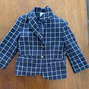 Janie and Jack Navy Blue Grid Pattern Blazer